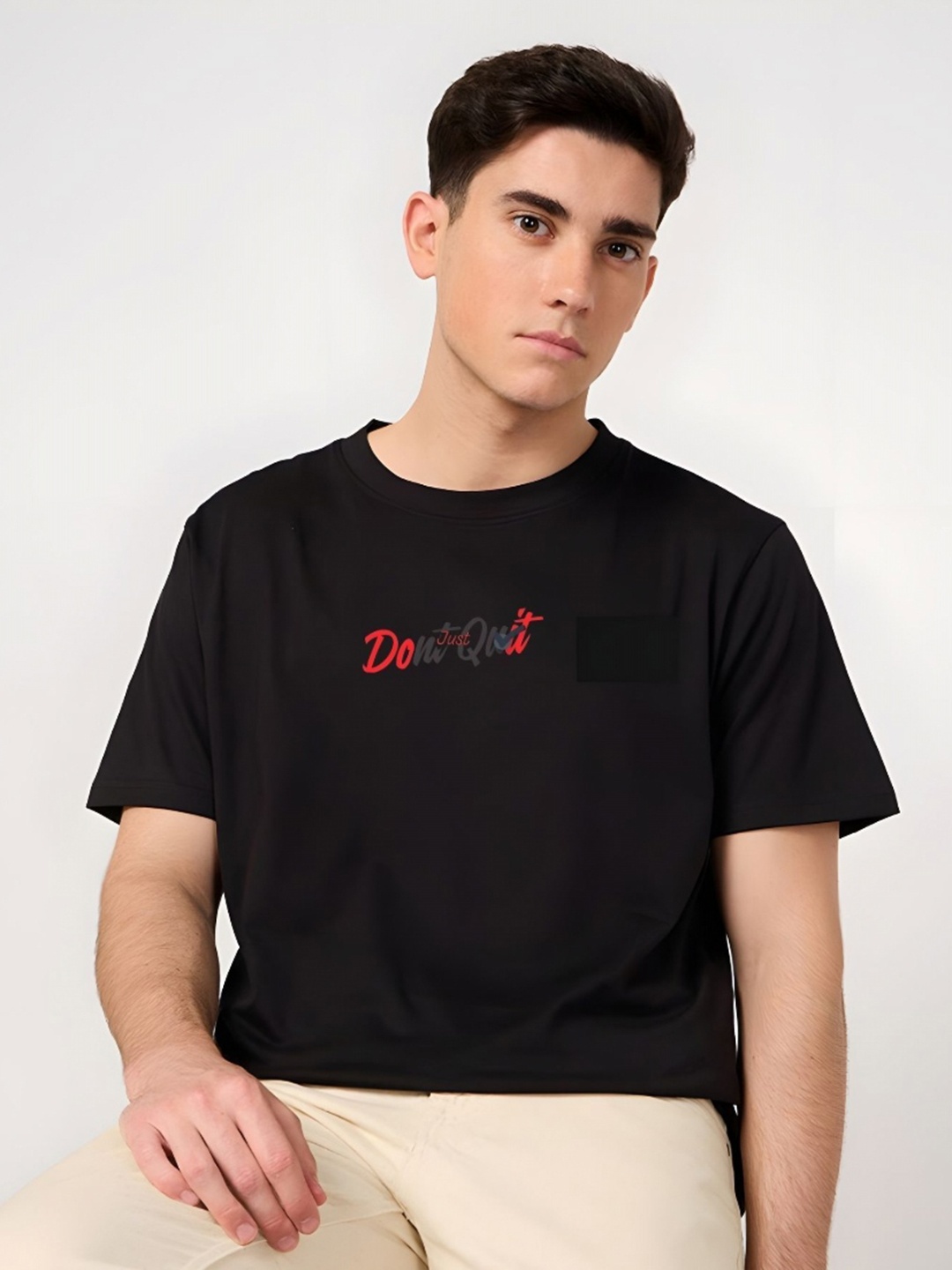 

Moda Rapido Men Typography Printed Round Neck Cotton Relaxed Fit T-shirt, Black