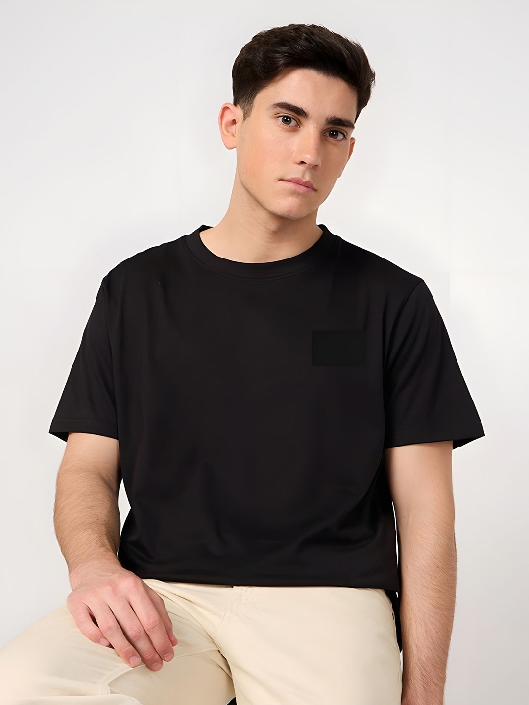 

Moda Rapido Men Drop-Shoulder Sleeves T-shirt, Black