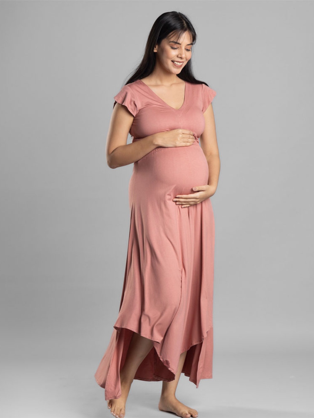 

Block Hop Women Old Rose Empire Fit & Flare Dress, Rose gold