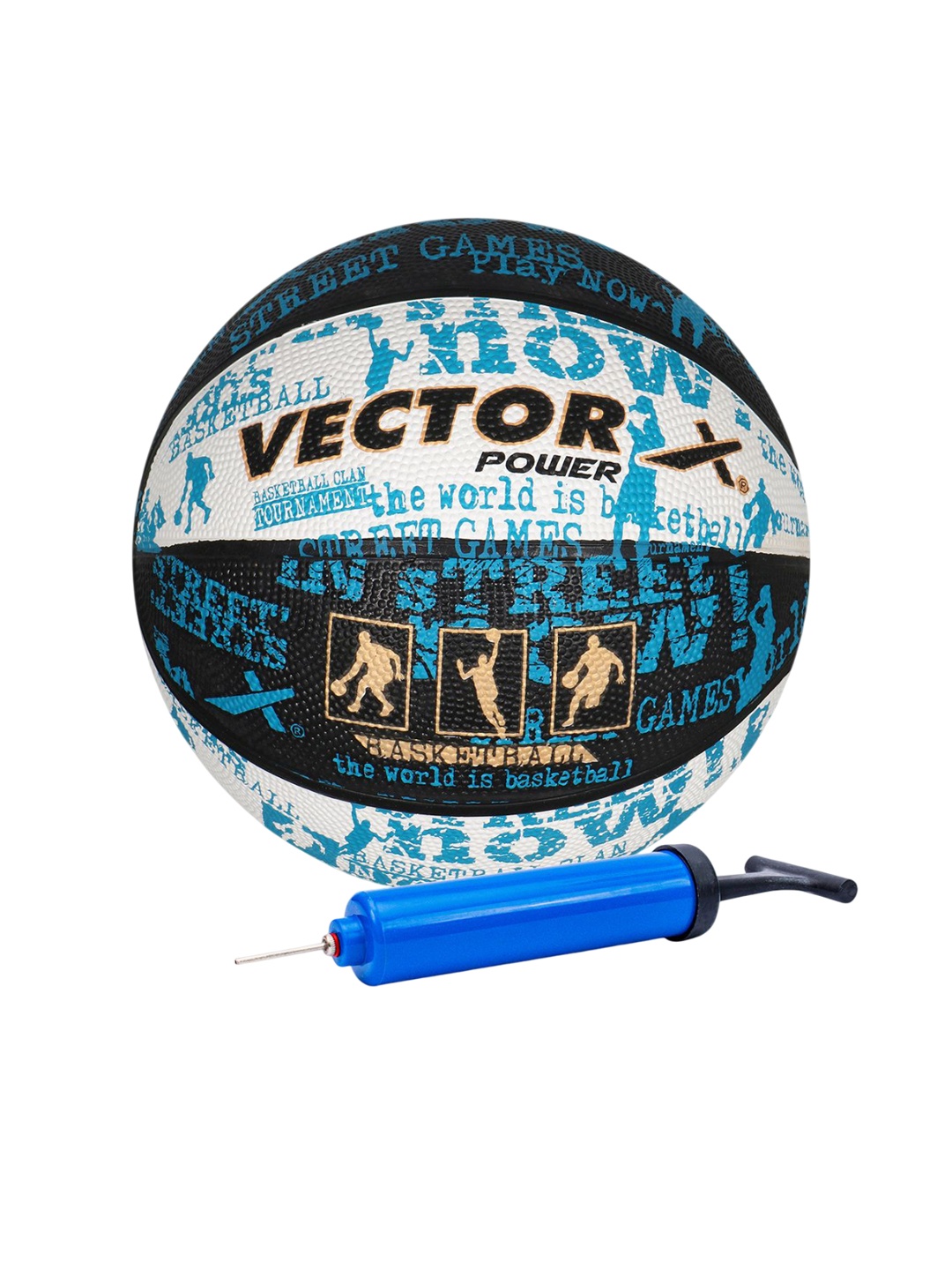 

VECTOR X Men POWER Printed Basketball With Pump & Air Needle, Blue