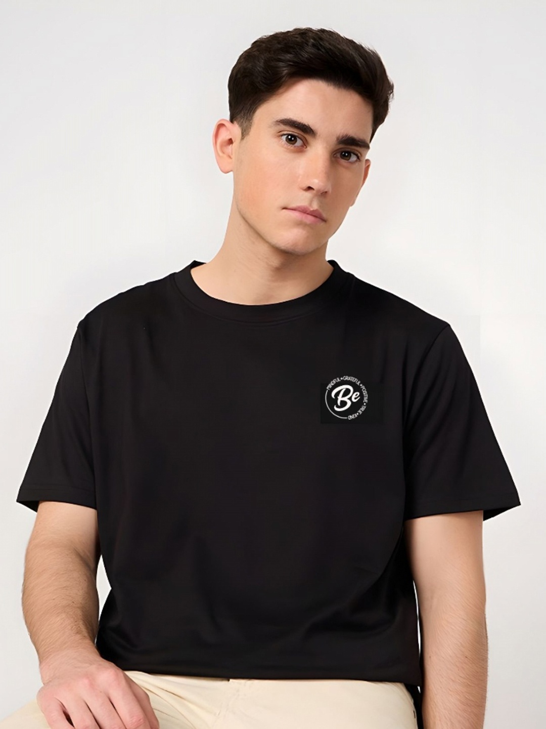 

Moda Rapido Men Typography Printed Round Neck Cotton Relaxed Fit T-shirt, Black
