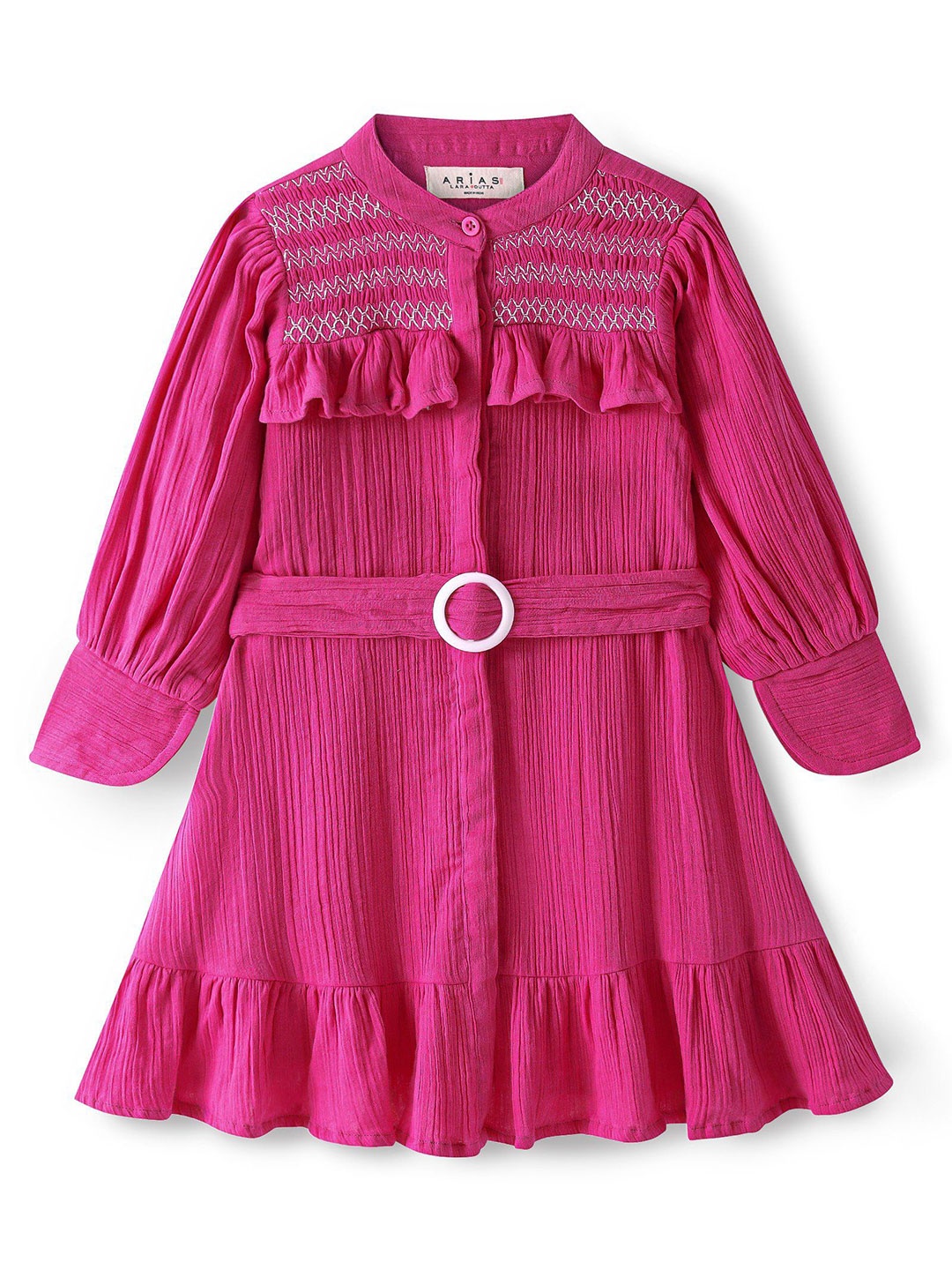 

ARIAS By LARA DUTTA Girls Puff Sleeve A-Line Dress, Pink