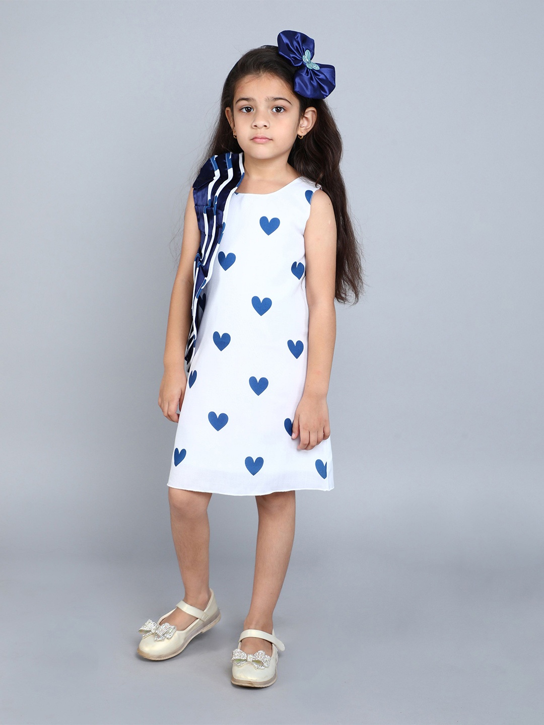 

Pink Chick Girls Printed Cotton A-Line Dress, White