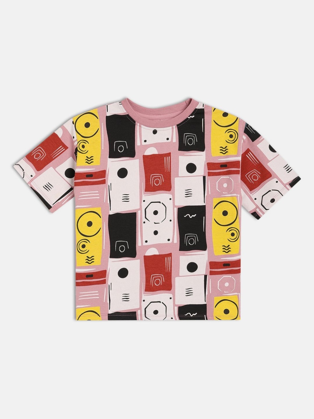 

MINI KLUB Boys Graphic Printed Round Neck Cotton T-shirt, Mauve