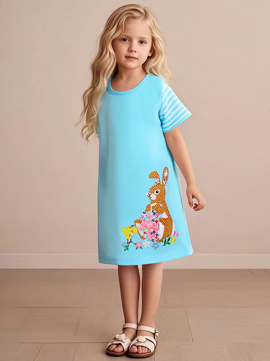 

LULU & SKY Girls Embroidered Nightdress, Blue