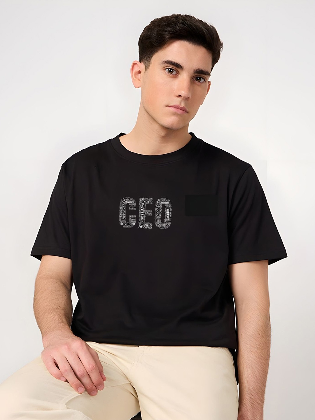 

Moda Rapido Men Typography Printed Round Neck Cotton T-shirt, Black