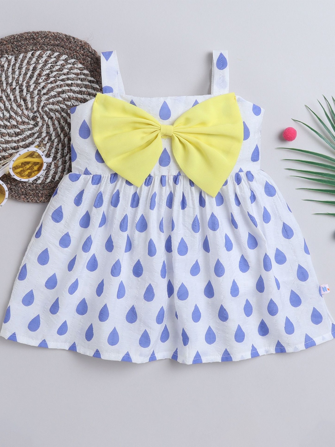 

MANY FROCKS & Kids Girls Cotton Polka Dot Print Fit & Flare Sleeveless Dress, White