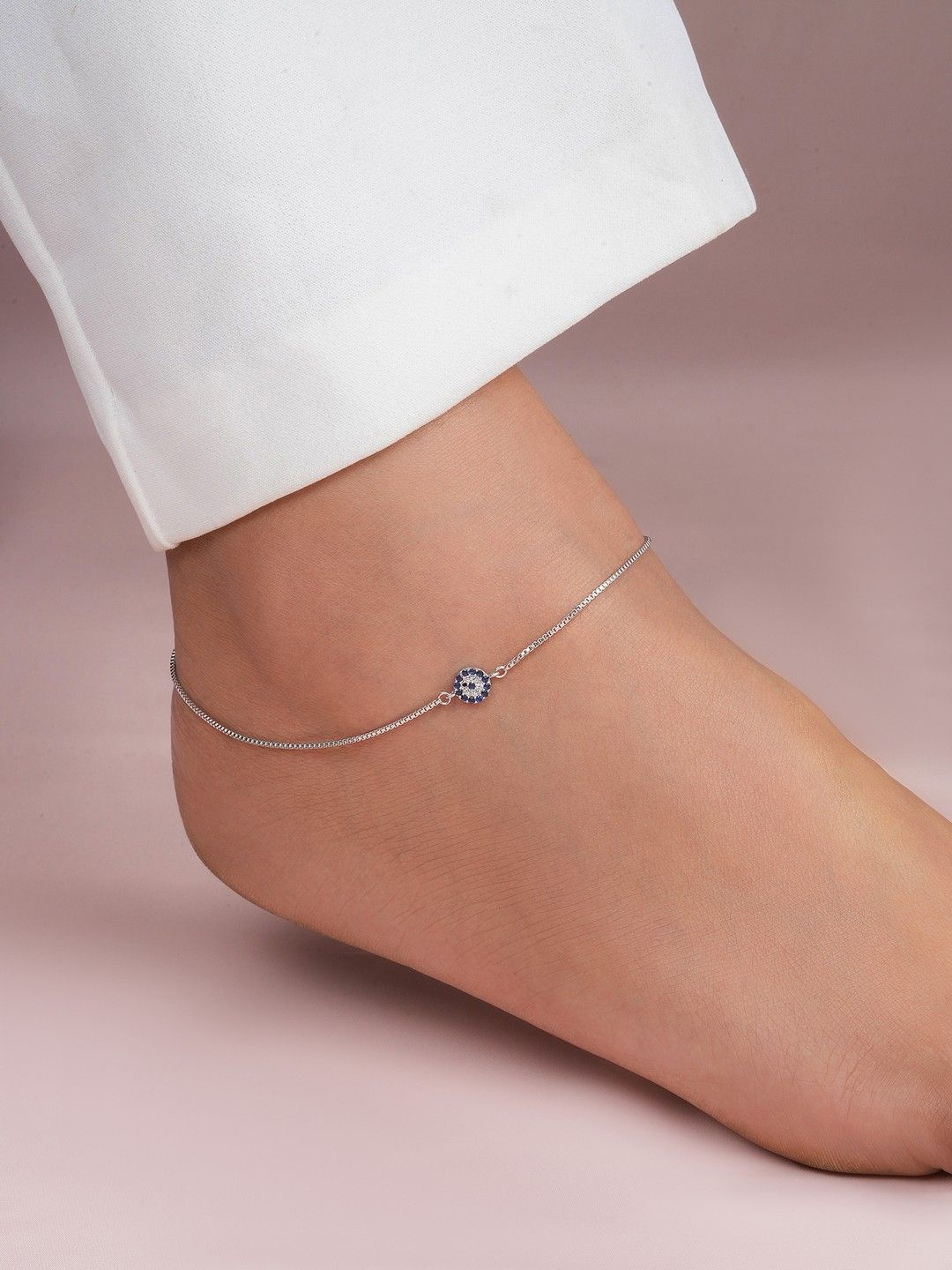 

Zavya Rhodium-Plated Anklet, Silver