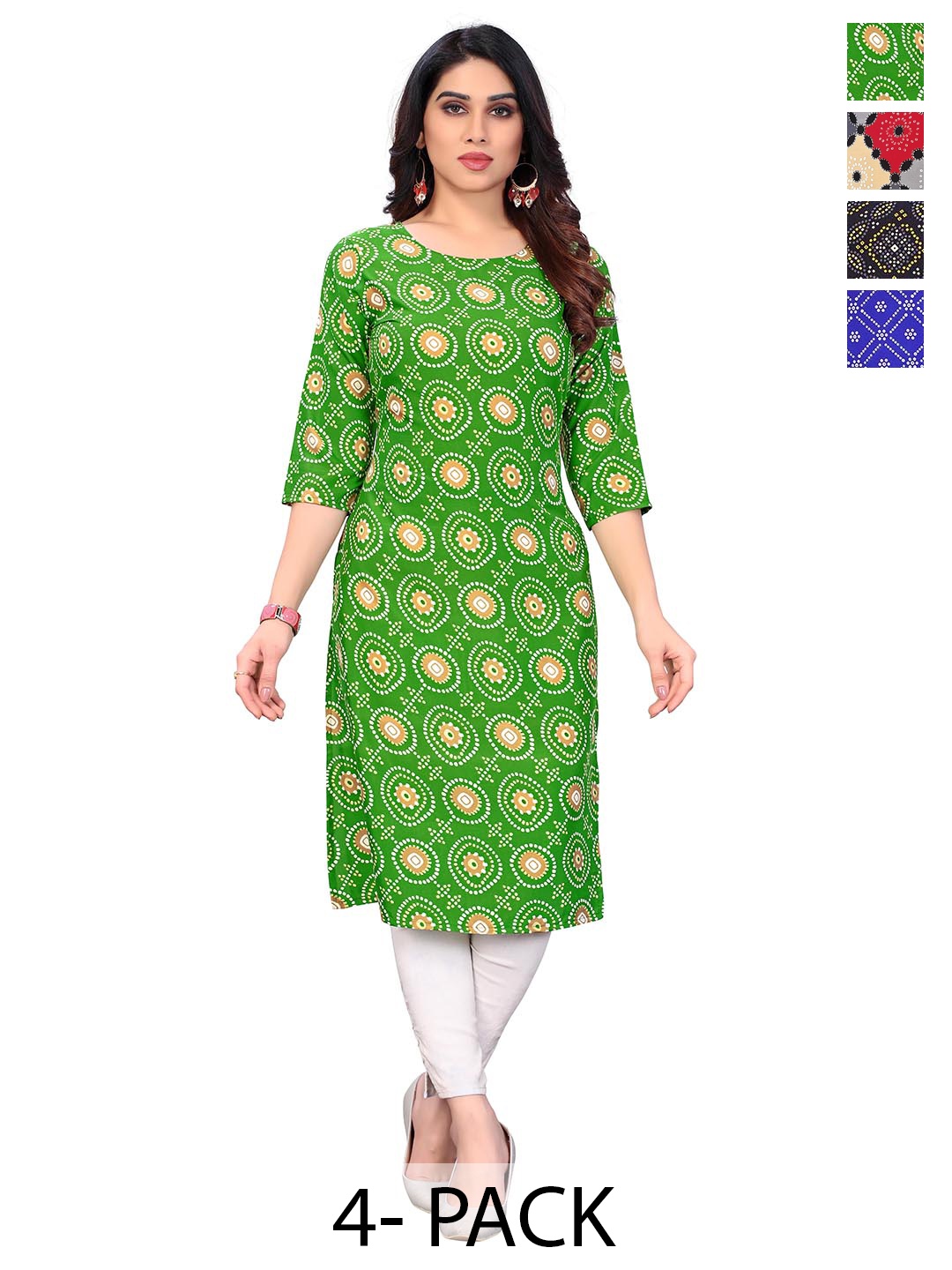 

KETAKI FASHION Women Geometric Printed Thread Work Crepe Kurta, Multi