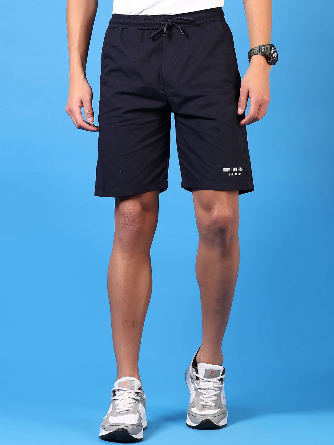 

V-Mart Men Cotton Mid-Rise Regular Fit Shorts, Navy blue