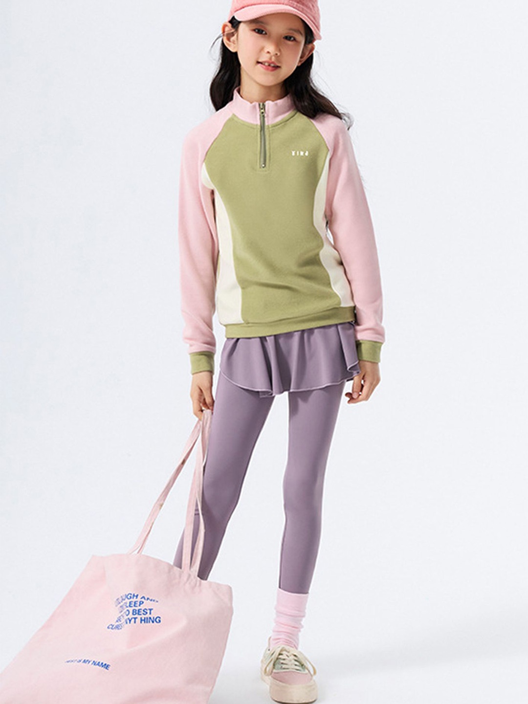 

LULU & SKY Girls Athleisure Tights With Attached Skirt, Purple
