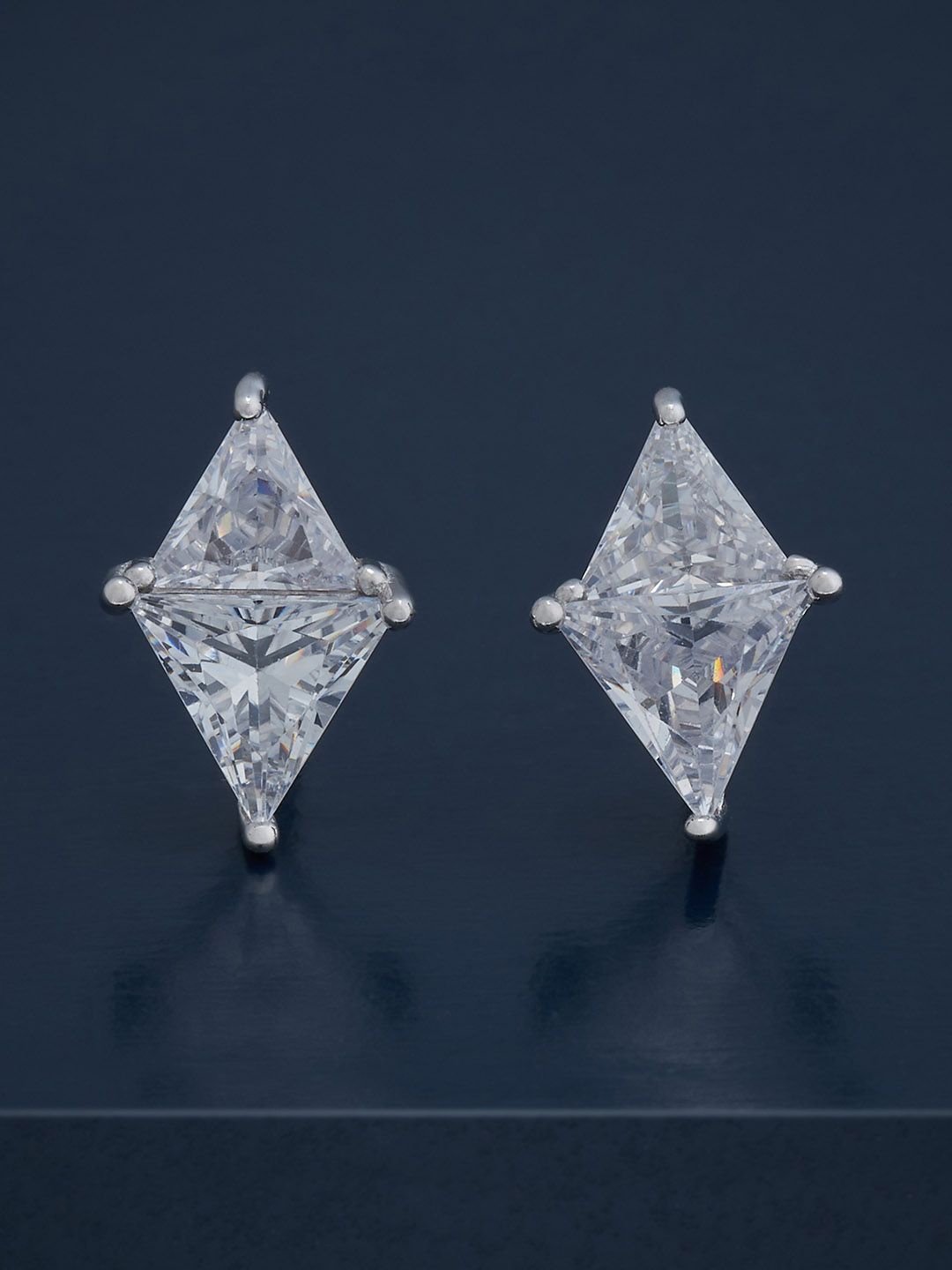 

Kushal's Fashion Jewellery 92.5 Silver Rhodium-Plated Classic Zircon Studs