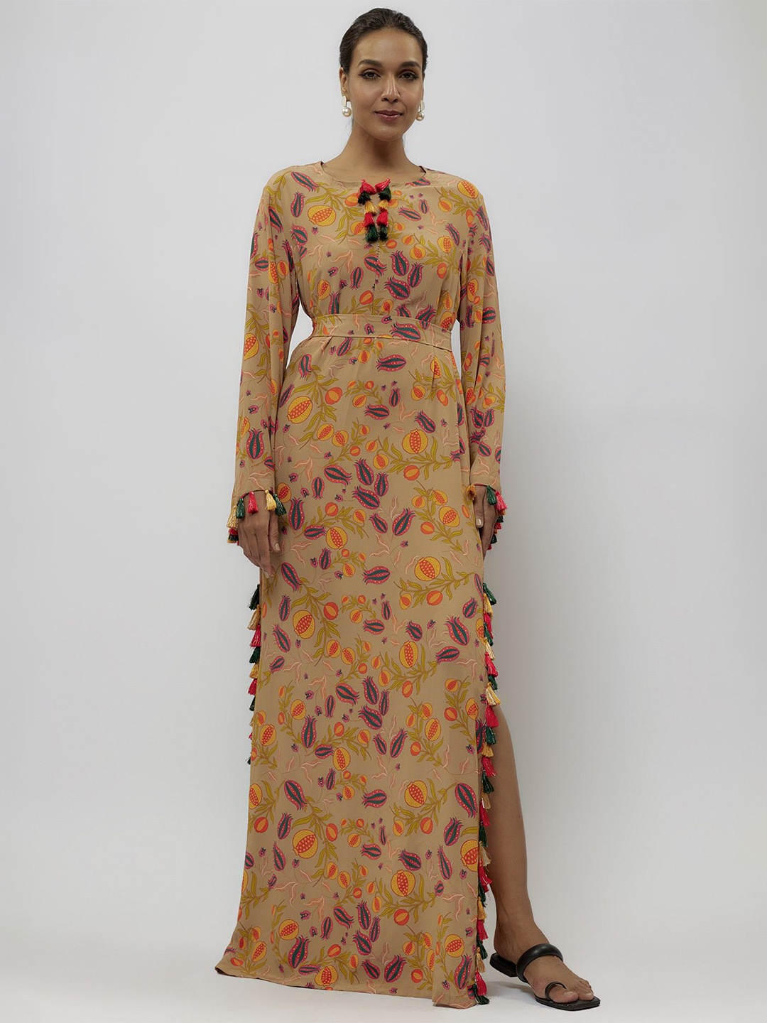 

PS PRET BY PAYAL SINGHAL Floral Printed Crepe Maxi Dress, Brown