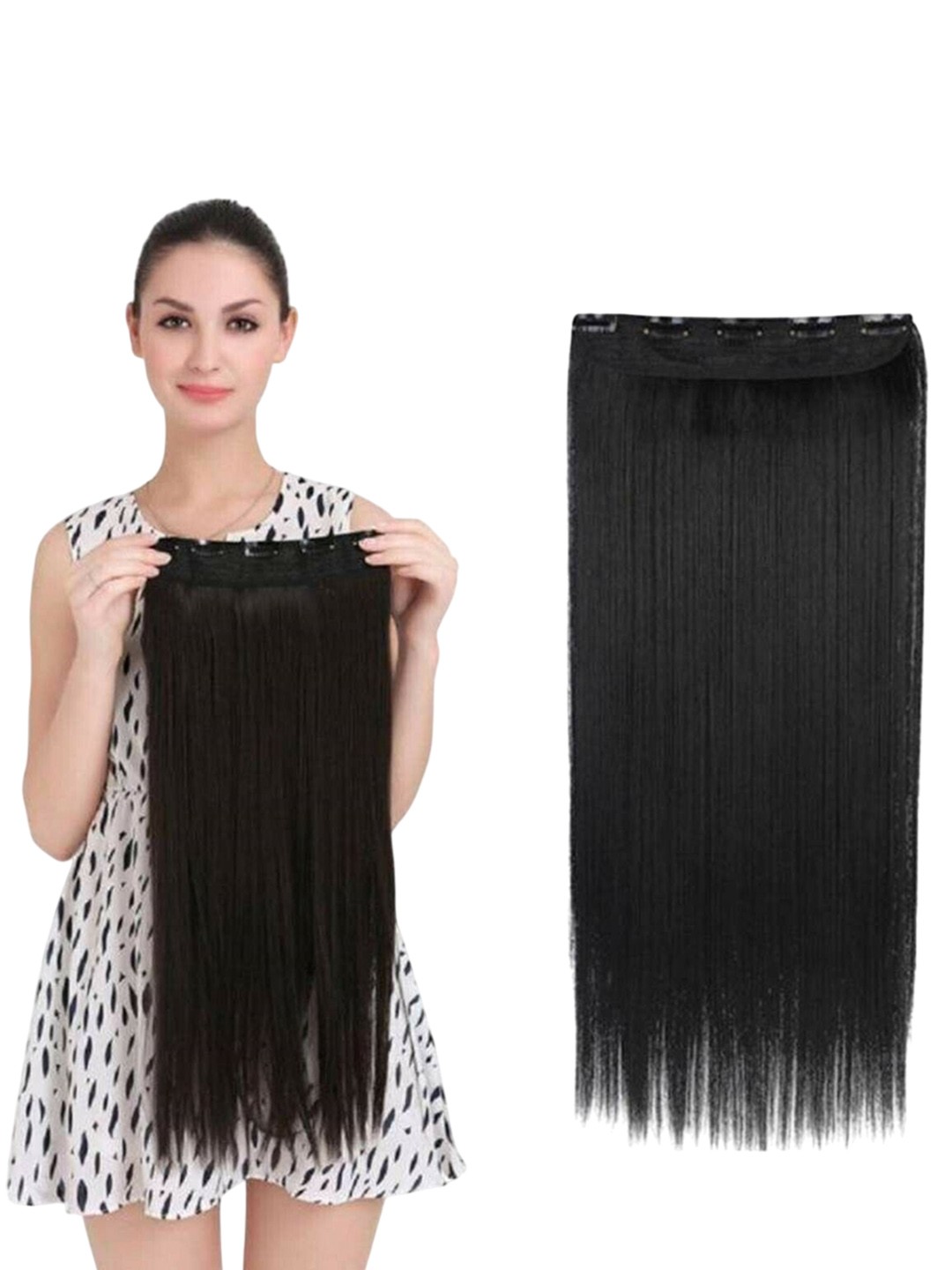 

camola deva Clip-In Ponytail Straight Hair Extension - Black - 24 Inch