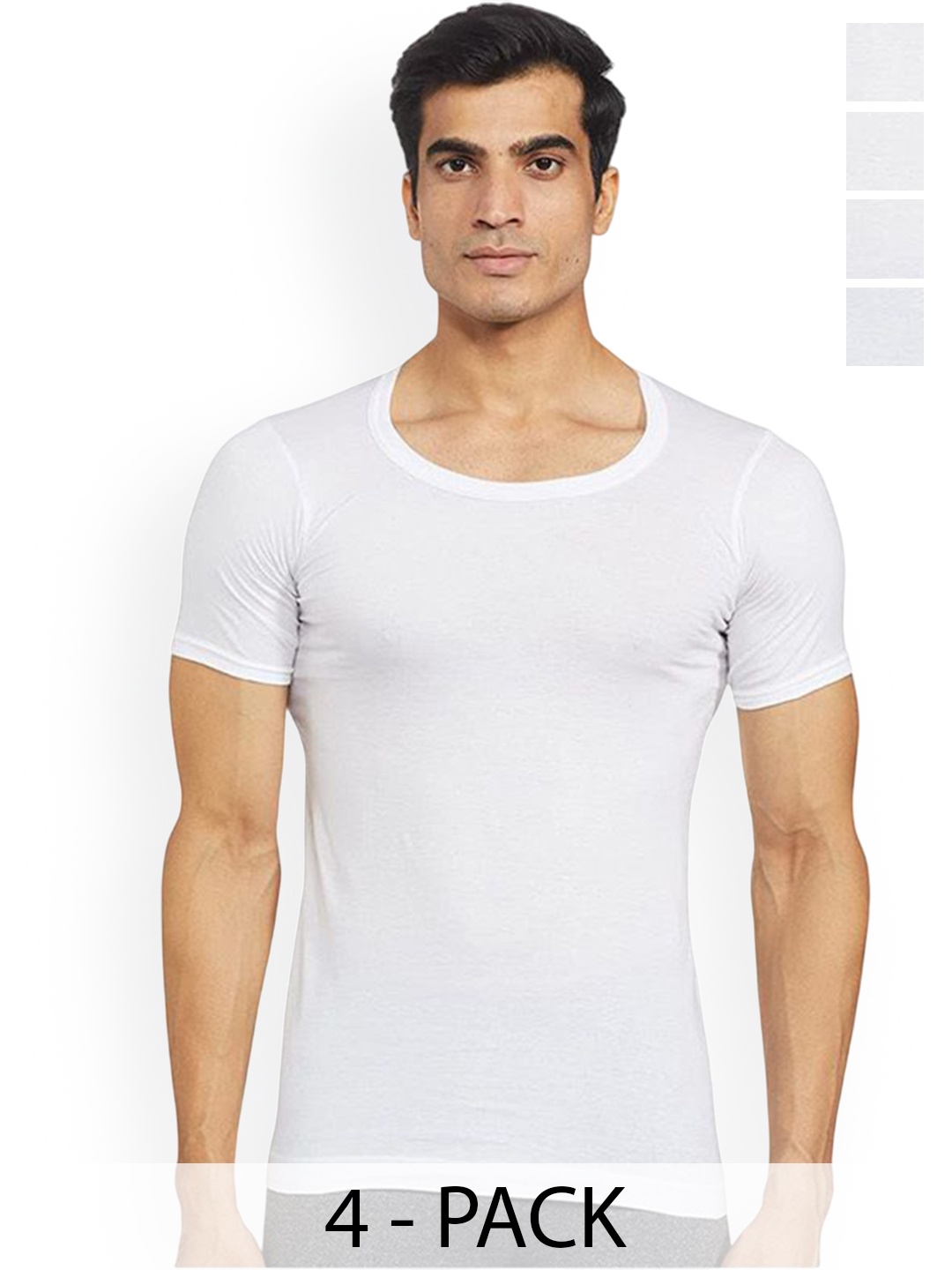 

Rupa Pack Of 4 Cotton Undershirt Vests Frontline-Sky-White-RNS-4-80