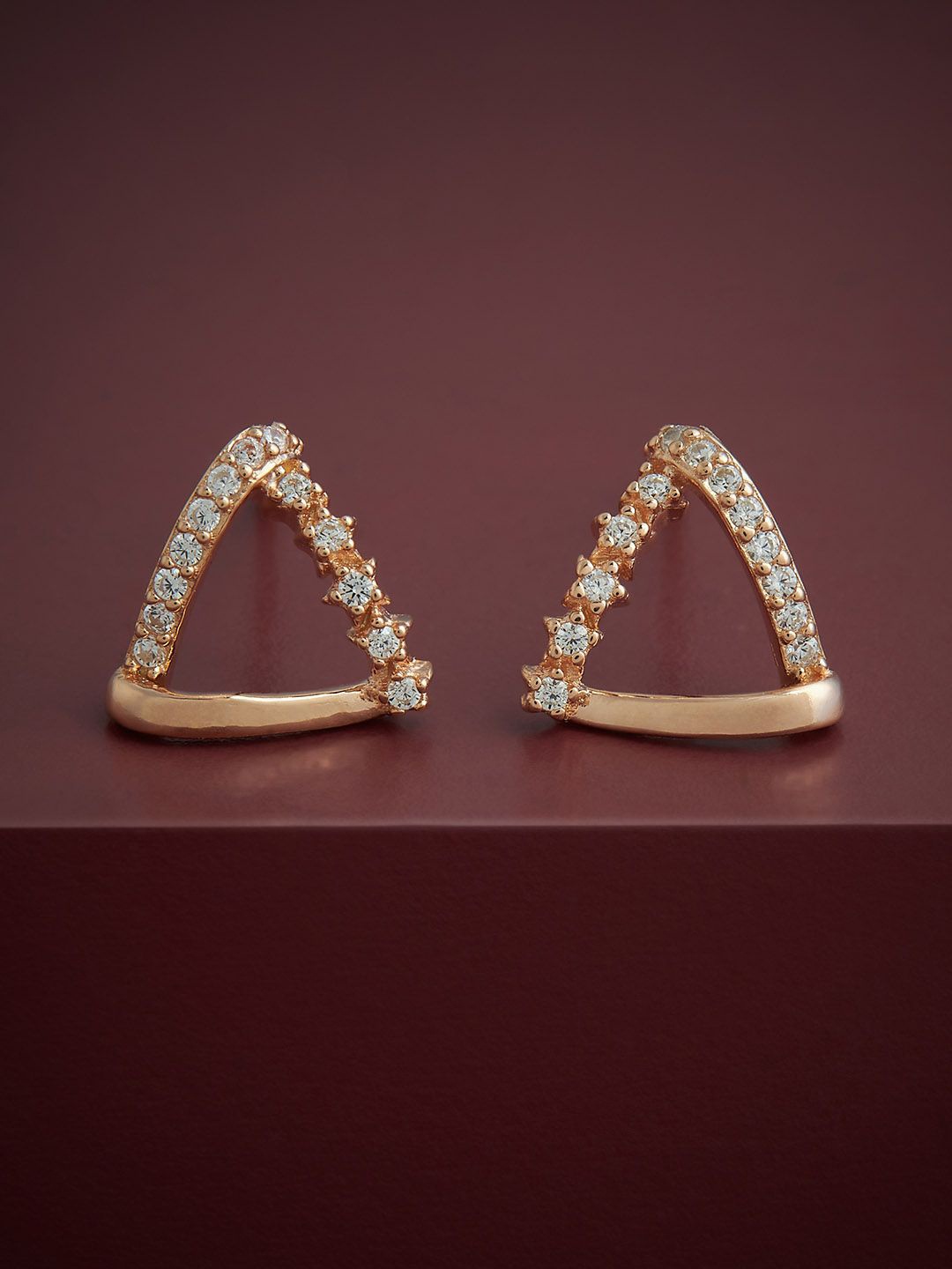 

Kushal's Fashion Jewellery 92.5 Silver Rose Gold-Plated Classic Studs Earrings