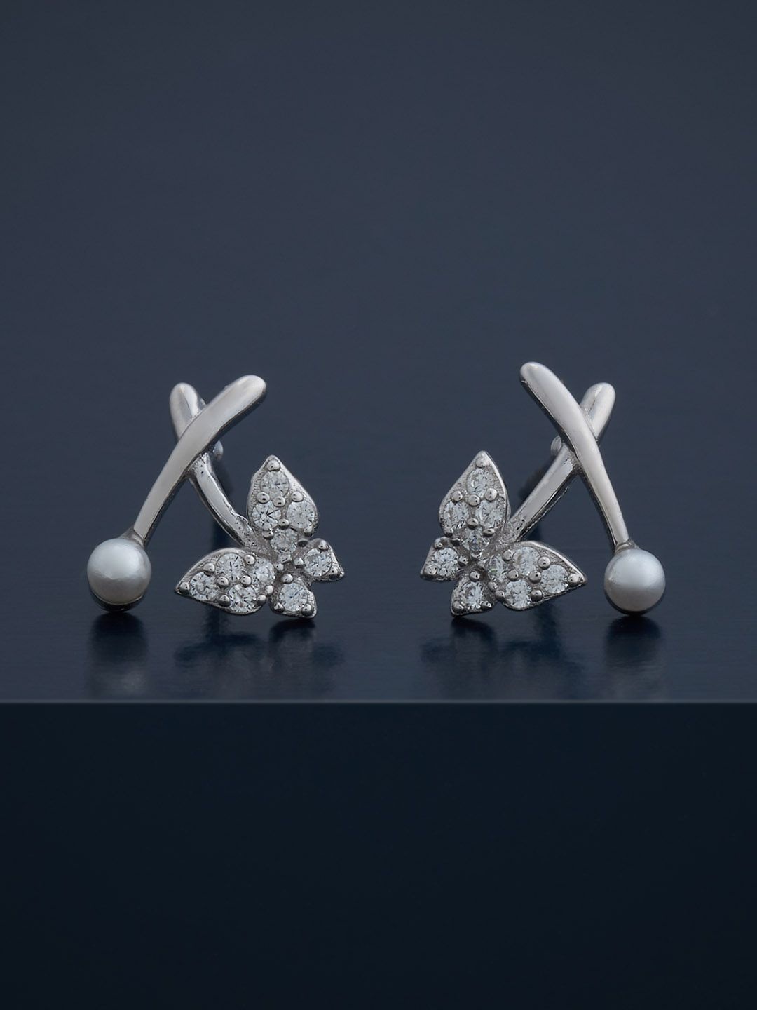 

Kushal's Fashion Jewellery 92.5 Silver Rhodium-Plated Pearl Classic Studs