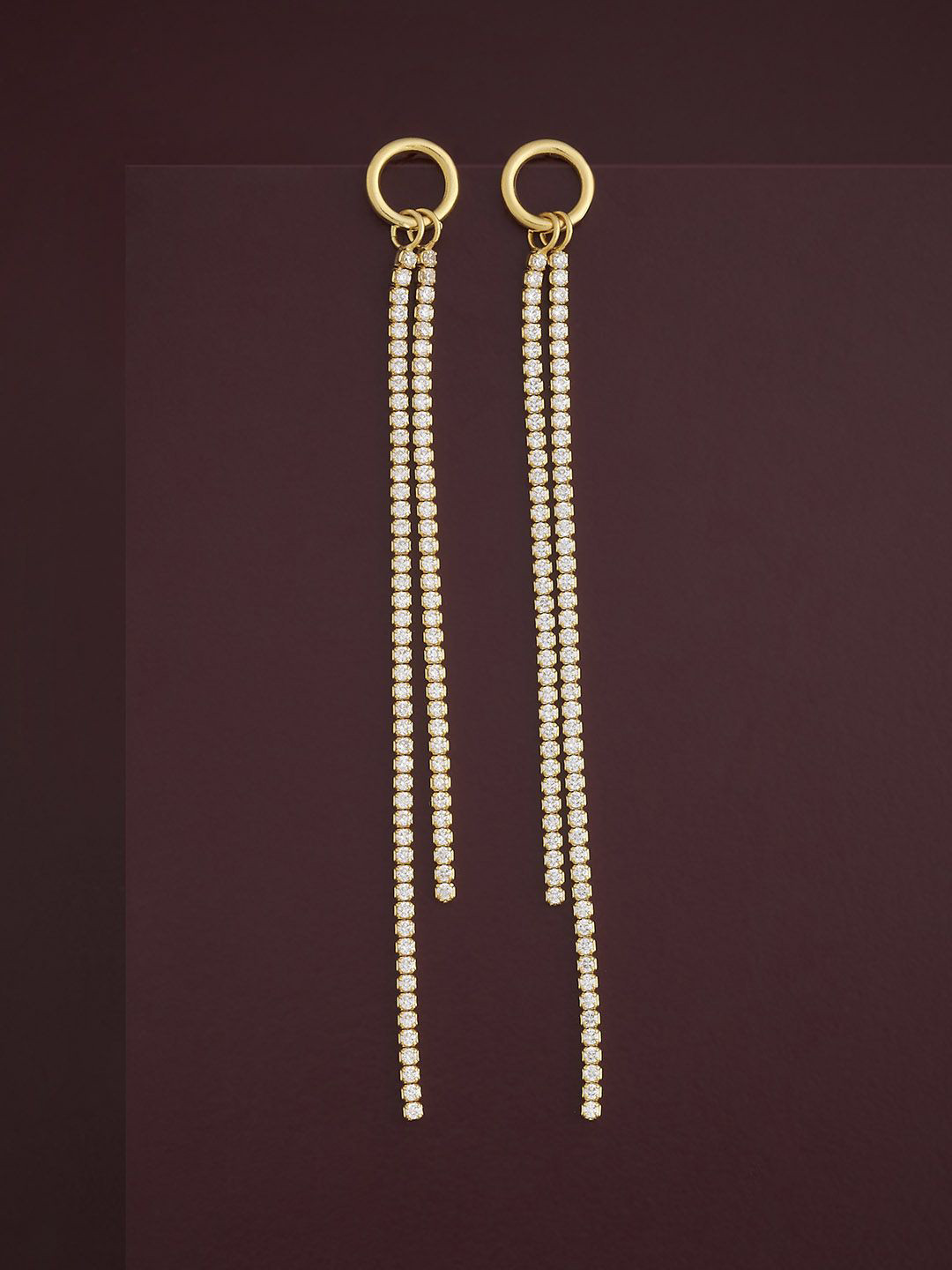 

Kushal's Fashion Jewellery 92.5 Silver Gold-Plated Classic Zircon Drop Earrings