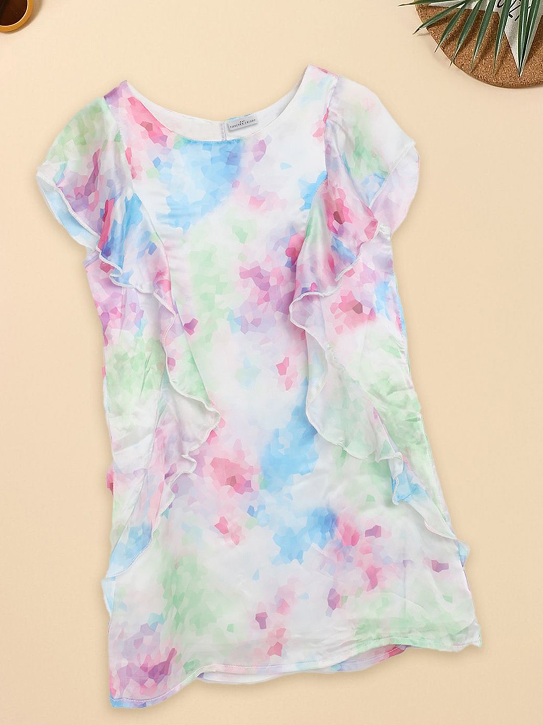 

FOREVER FRIDAY Girls Tie and Dye A-Line Dress, White