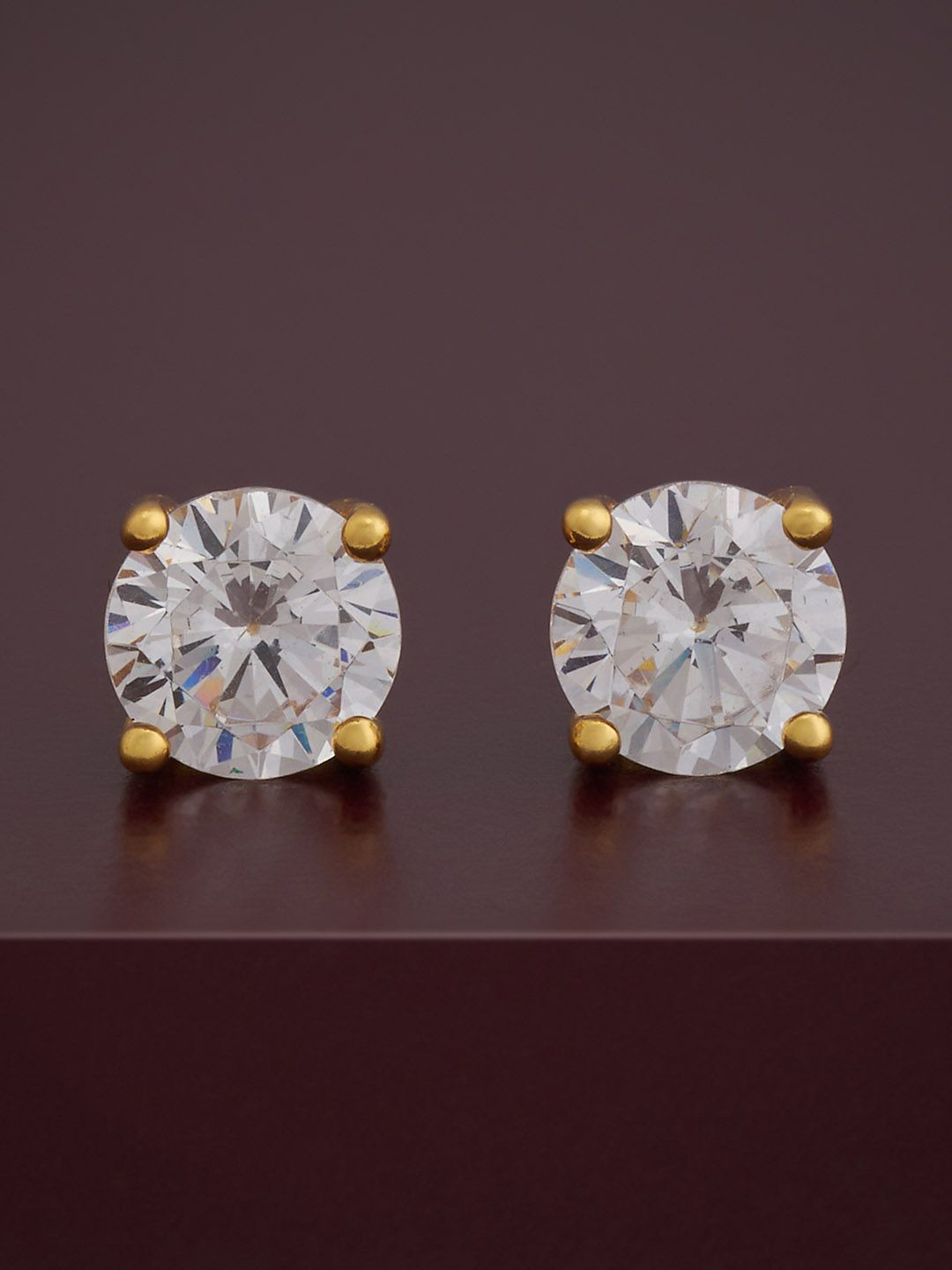 

Kushal's Fashion Jewellery 92.5 Silver Gold-Plated Party Studs Earrings