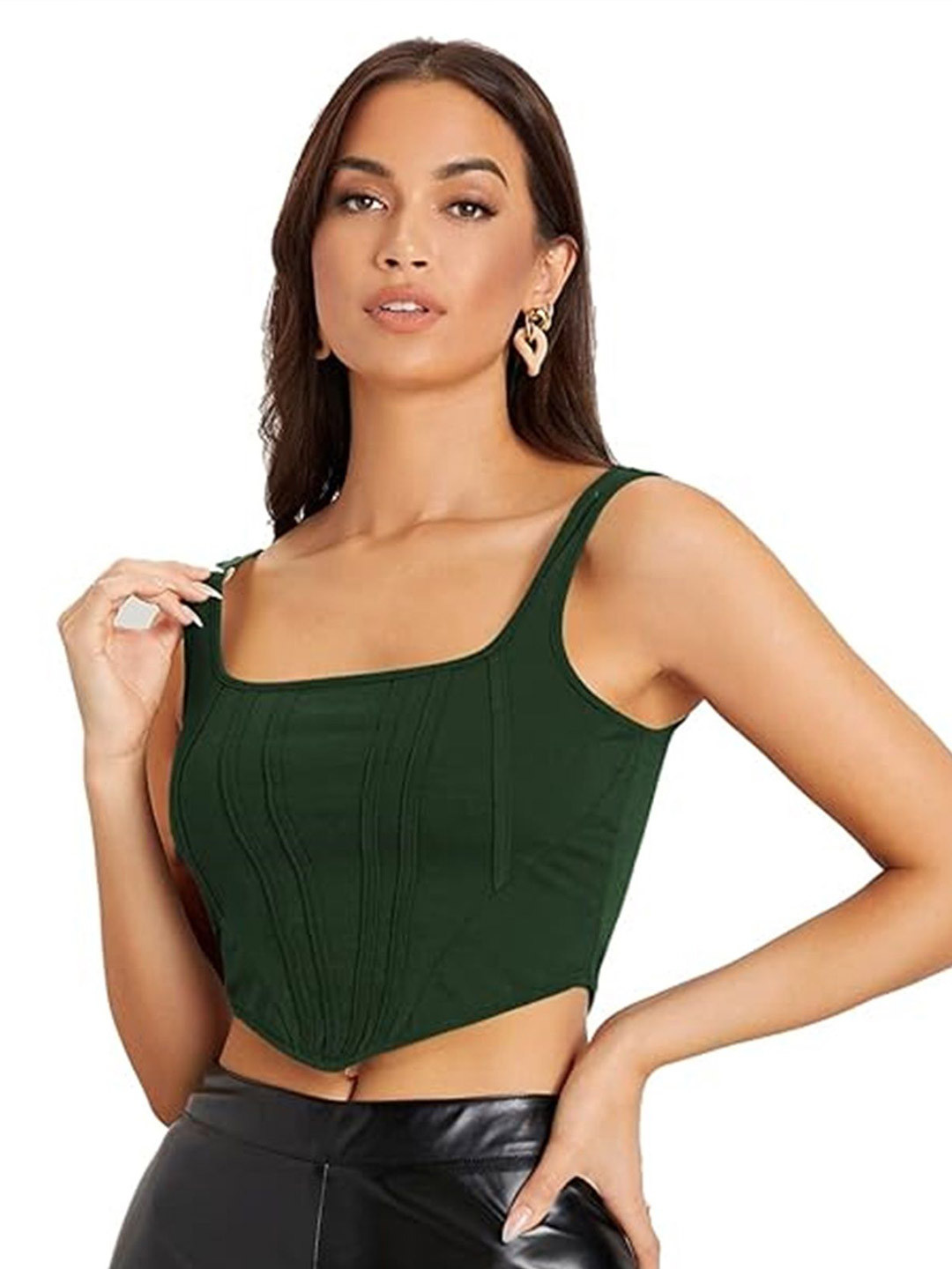 

WESTCHIC Crepe Crop Top, Green