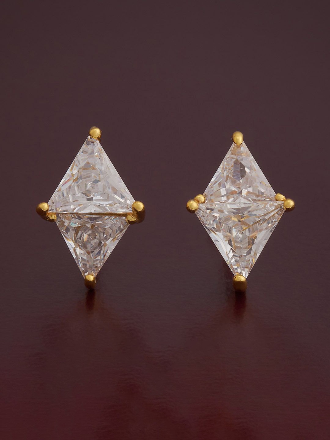 

Kushal's Fashion Jewellery 92.5 Silver Gold-Plated Classic Studs, White