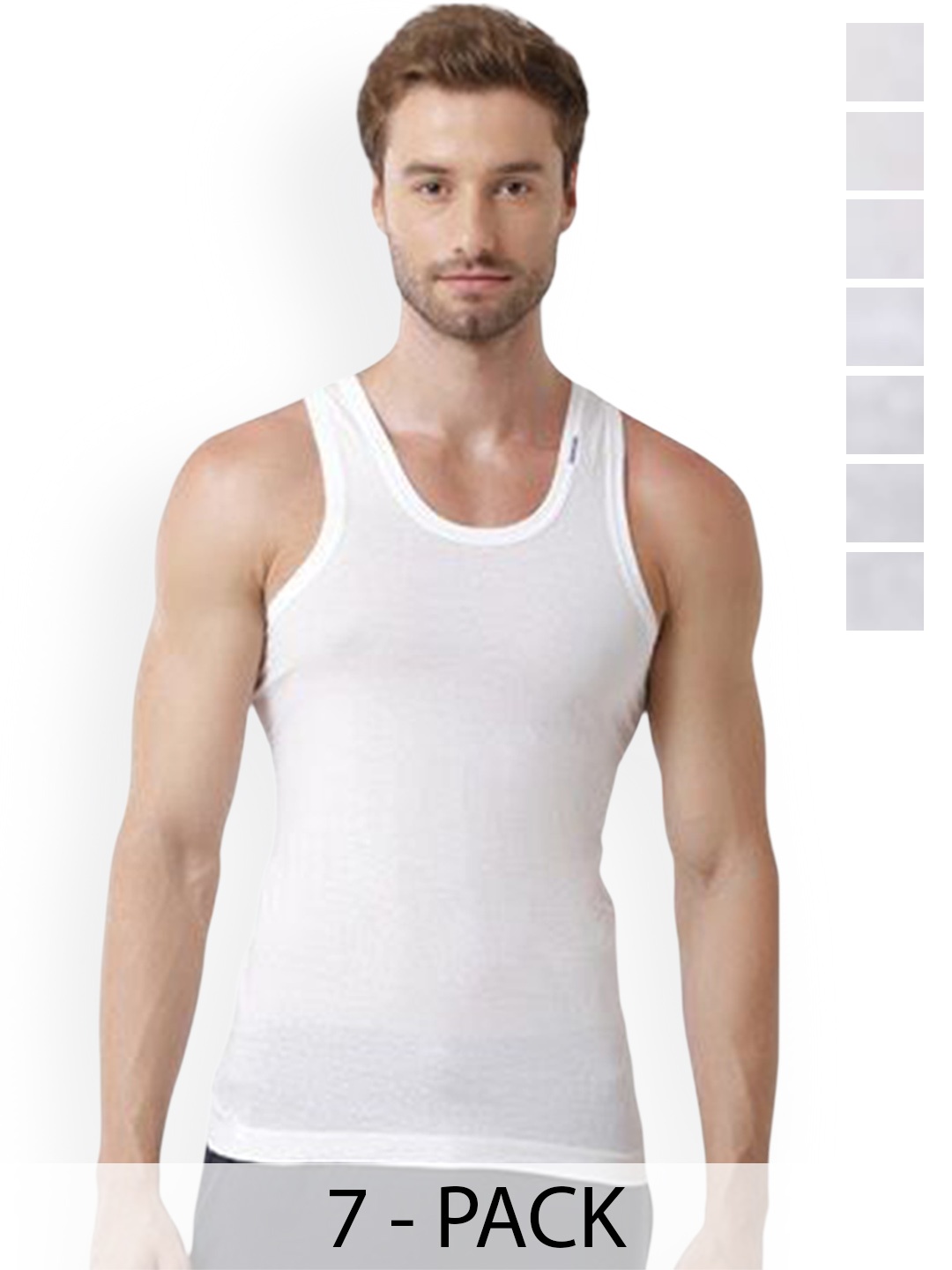 

Rupa Pack Of 7 Pure Cotton Innerwear Vests - Frontline-White-Vest-RN-7-100
