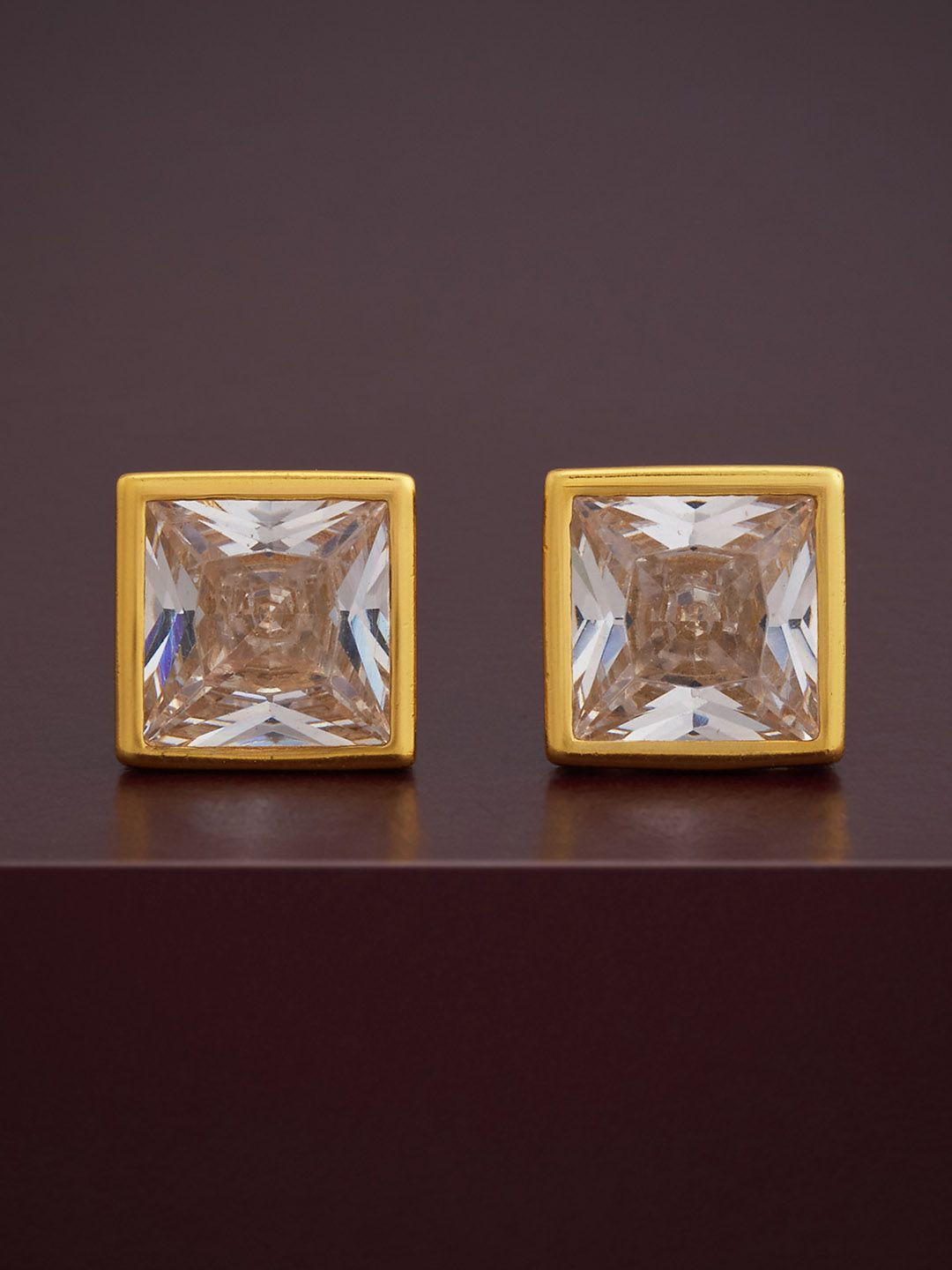 

Kushal's Fashion Jewellery 92.5 Silver Gold-Plated Classic Studs Earrings