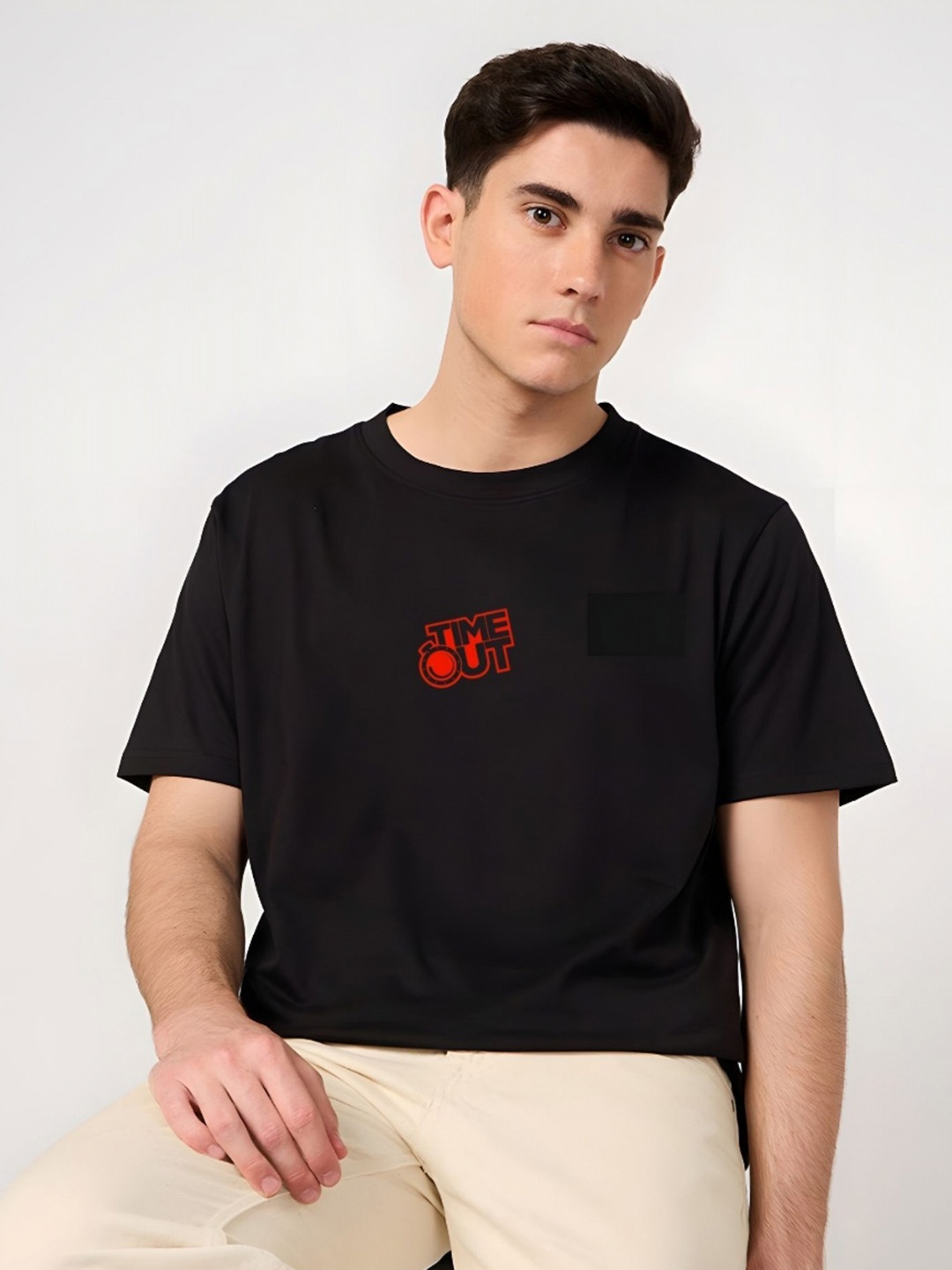 

Moda Rapido Men Typography Printed Round Neck Cotton T-shirt, Black