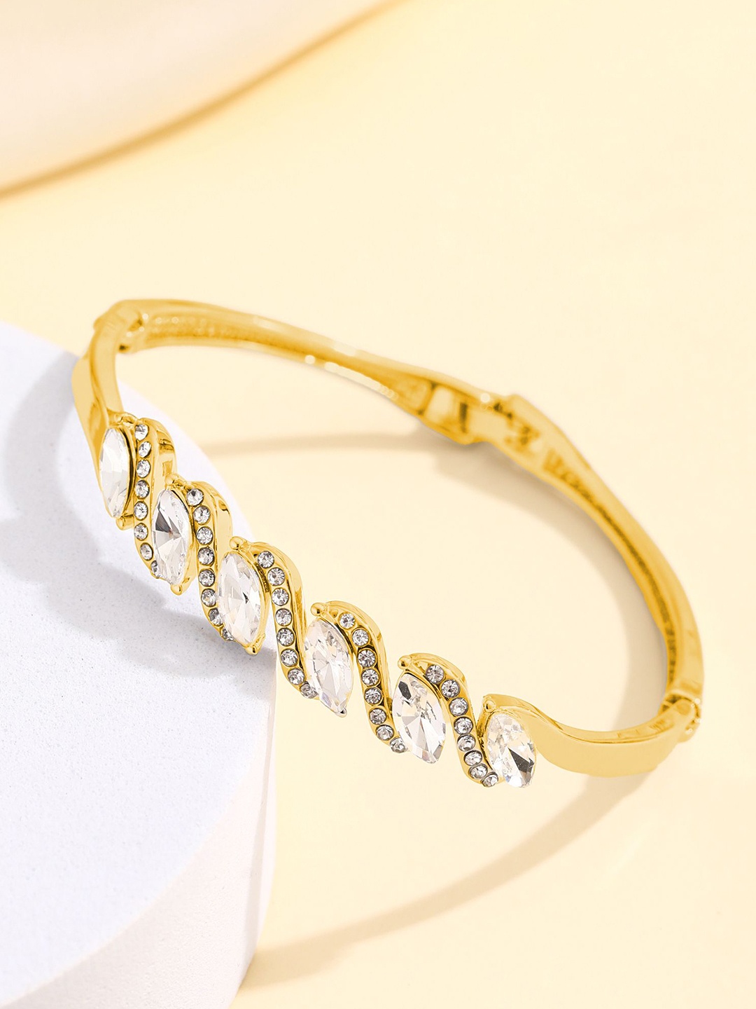 

Shining Diva Fashion Gold-Plated Crystals Studded Wraparound Bracelet