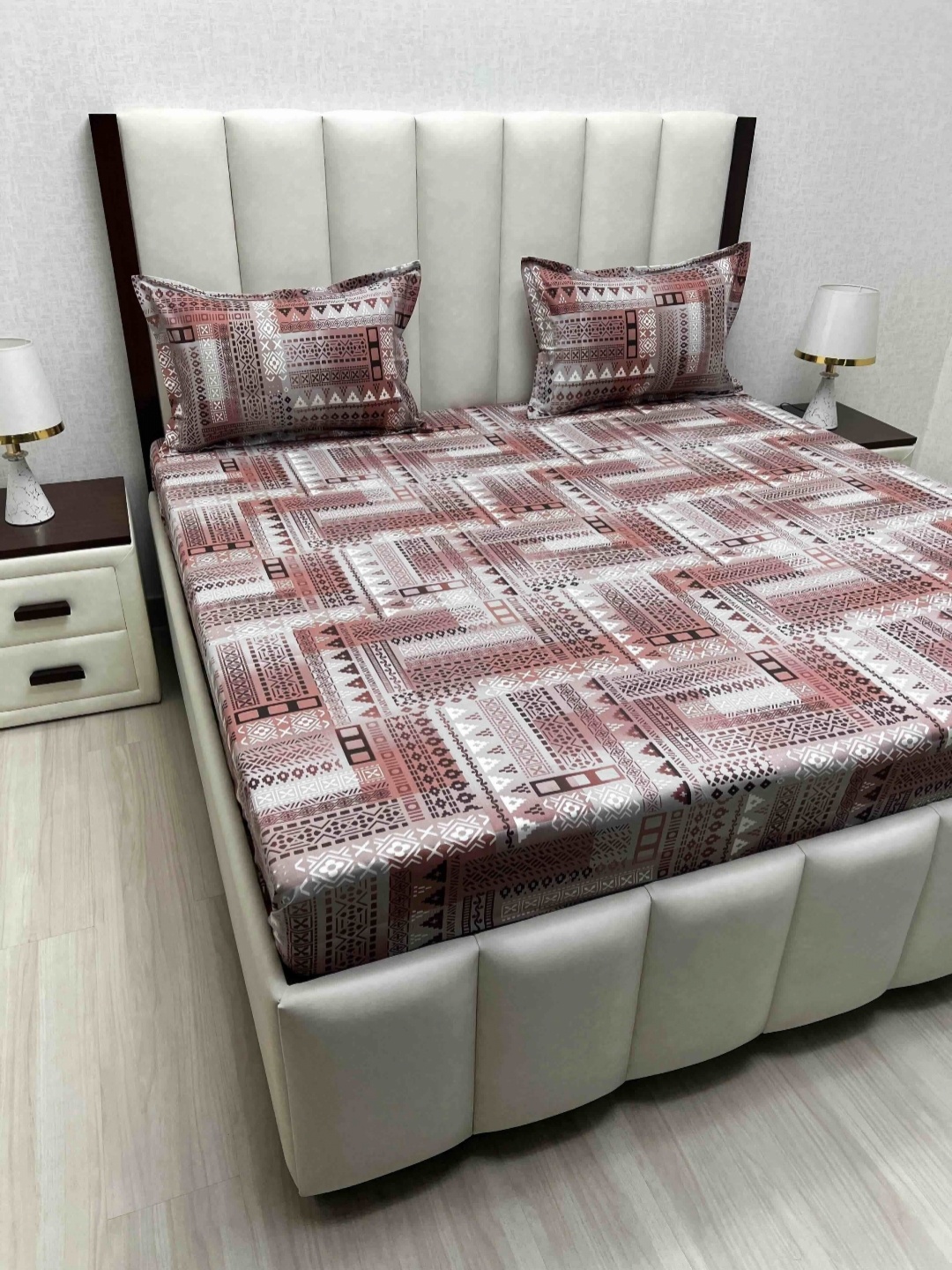 

Pure Decor Velar Fur Sib Brown Printed Pure Cotton 250 TC King Bedsheet Set 2.74m x 2.74m