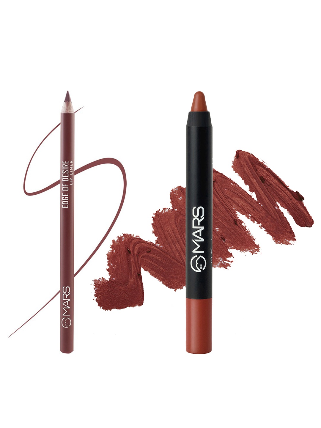 

MARS Set Of Long Lasting Lip Crayon & Lip Liner Pencil - 3.5g + 1.4g, Brown