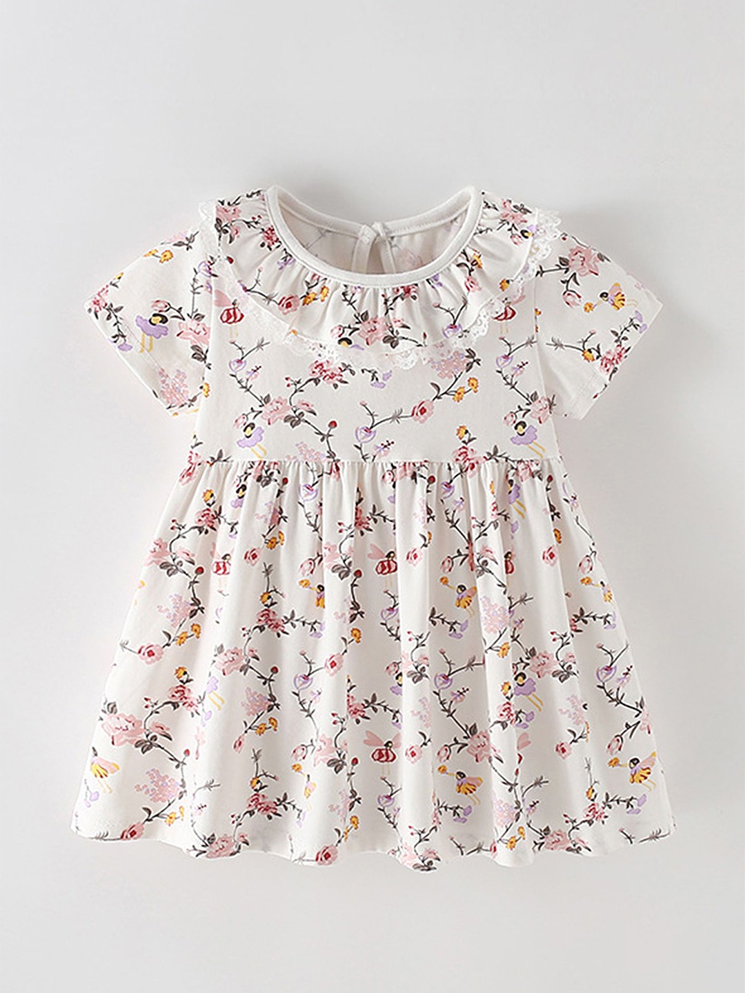 

LULU & SKY Girls Floral Printed Fit & Flare Dress, White