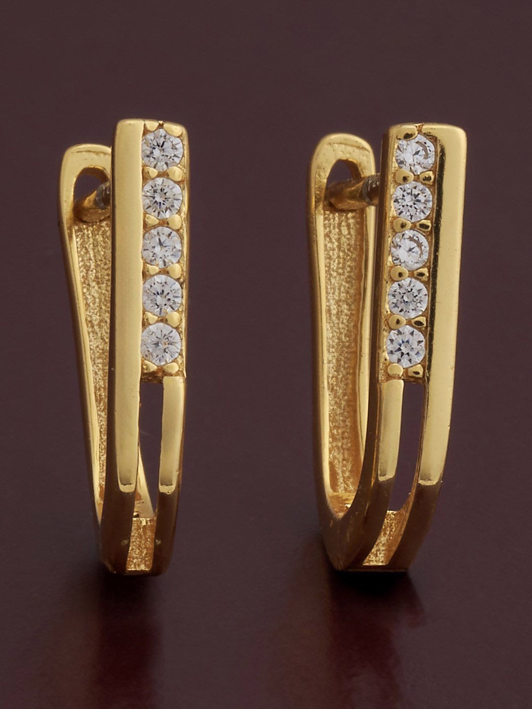 

Kushal's Fashion Jewellery 92.5 Silver Gold-Plated Zircon Classic Hoop Earrings