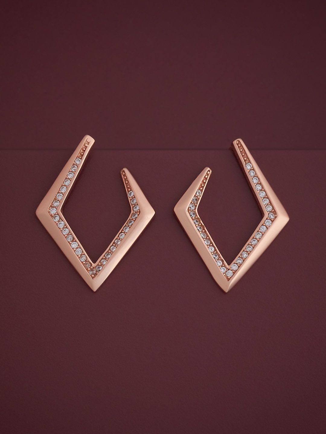 

Kushal's Fashion Jewellery 92.5 Sterling Silver Rose Gold-Plated Studs Earrings