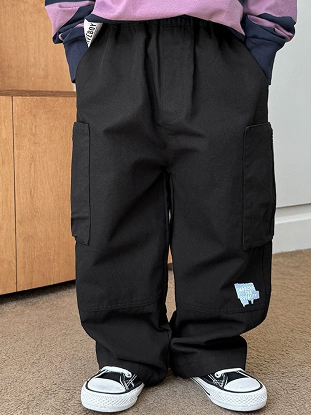 

LULU & SKY Boys Mom Fit High-Rise Joggers Trousers, Black