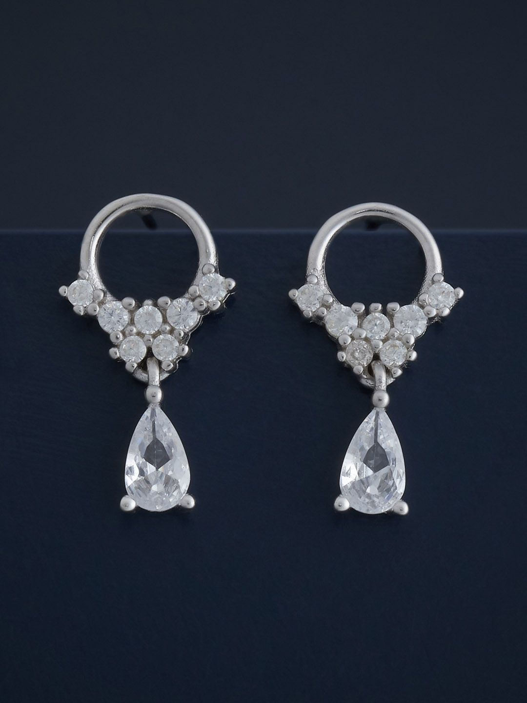 

Kushal's Fashion Jewellery 92.5 Silver Rhodium-Plated Classic Drop Earrings