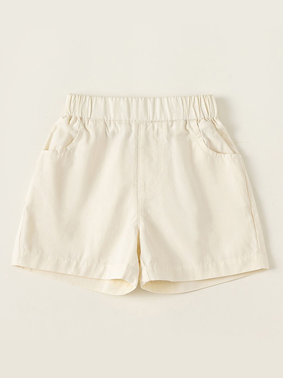 

LULU & SKY Girls High-Rise Cotton Shorts, Beige