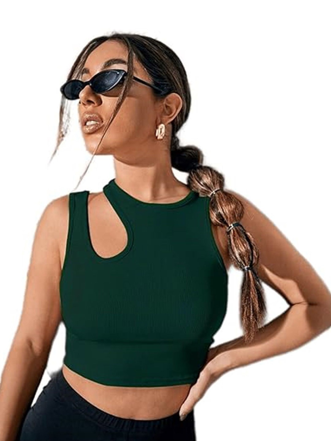 

WESTCHIC Crepe Crop Top, Green