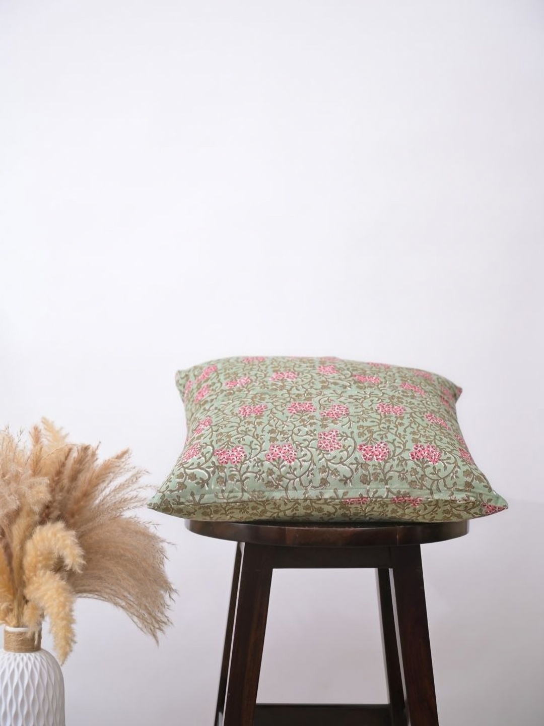 

Block N Style Yngvi Green & Pink Floral Printed Cotton Square Cushion Cover