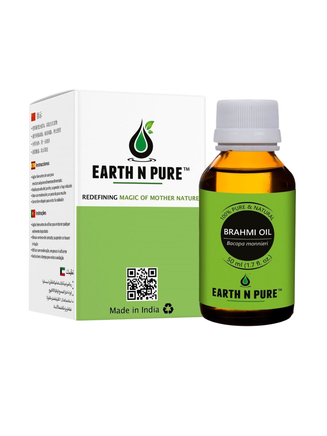 

EARTH N PURE Bacopa monnieri Brahmi Oil Natural & Therapeutic Grade - 50 ml, Green