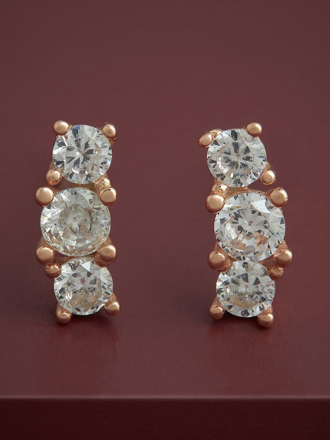 

Kushal's Fashion Jewellery 92.5 Silver Rose Gold-Plated Classic Studs