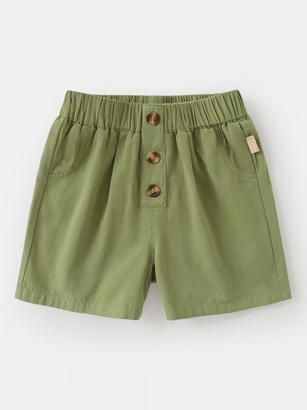 

LULU & SKY Kids Cotton High-Rise Bermuda Shorts, Green