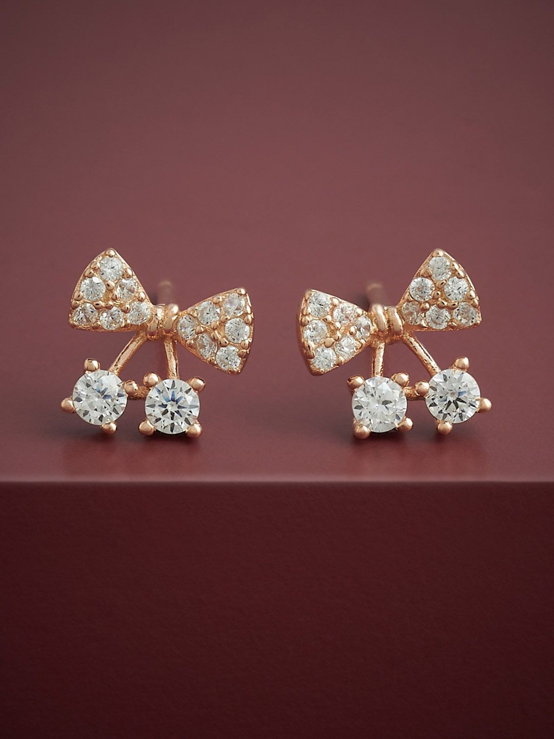 

Kushal's Fashion Jewellery 92.5 Silver Rose Gold-Plated Classic Studs