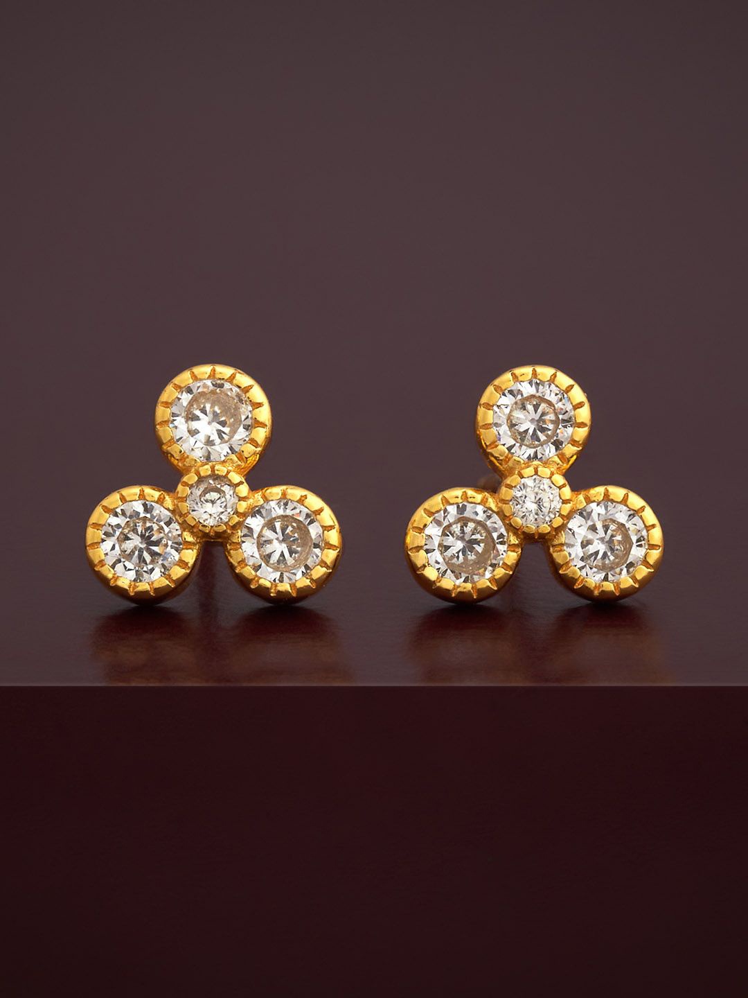 

Kushal's Fashion Jewellery 92.5 Silver Gold-Plated Zircon Classic Studs, White