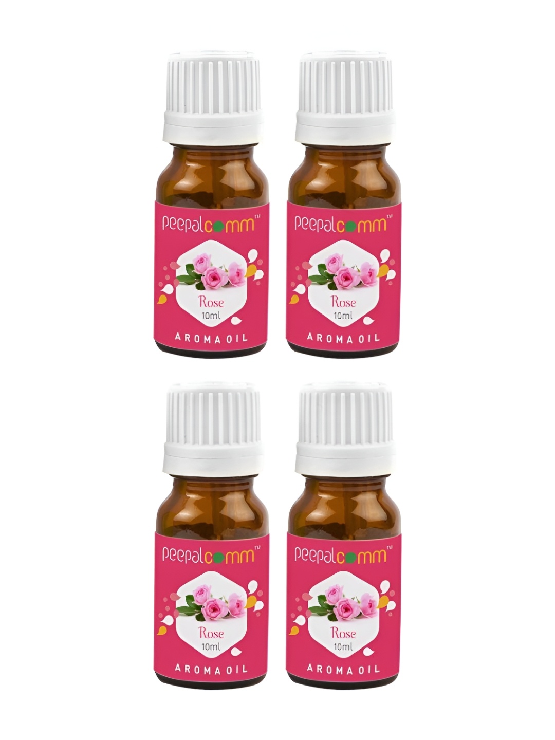 

PEEPALCOMM 4Pcs Rose High Scented Aroma Oils - 10ml Each, Pink
