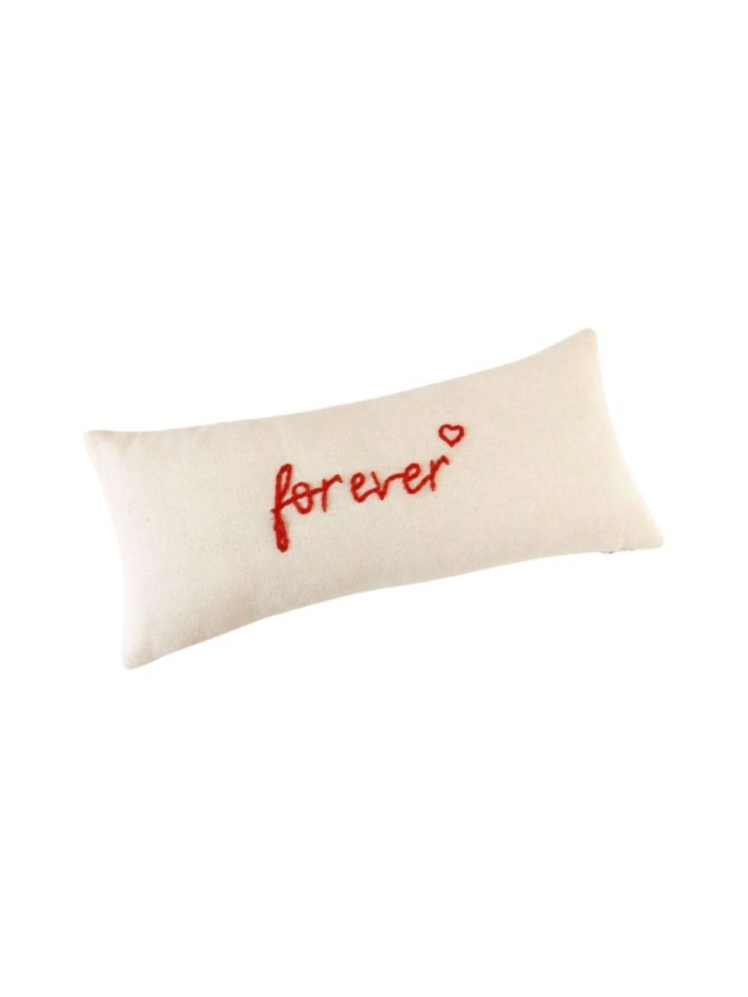 

THROWPILLOW Cream & Red Quirky Forever Embroidered Linen Rectangle Cushion Covers
