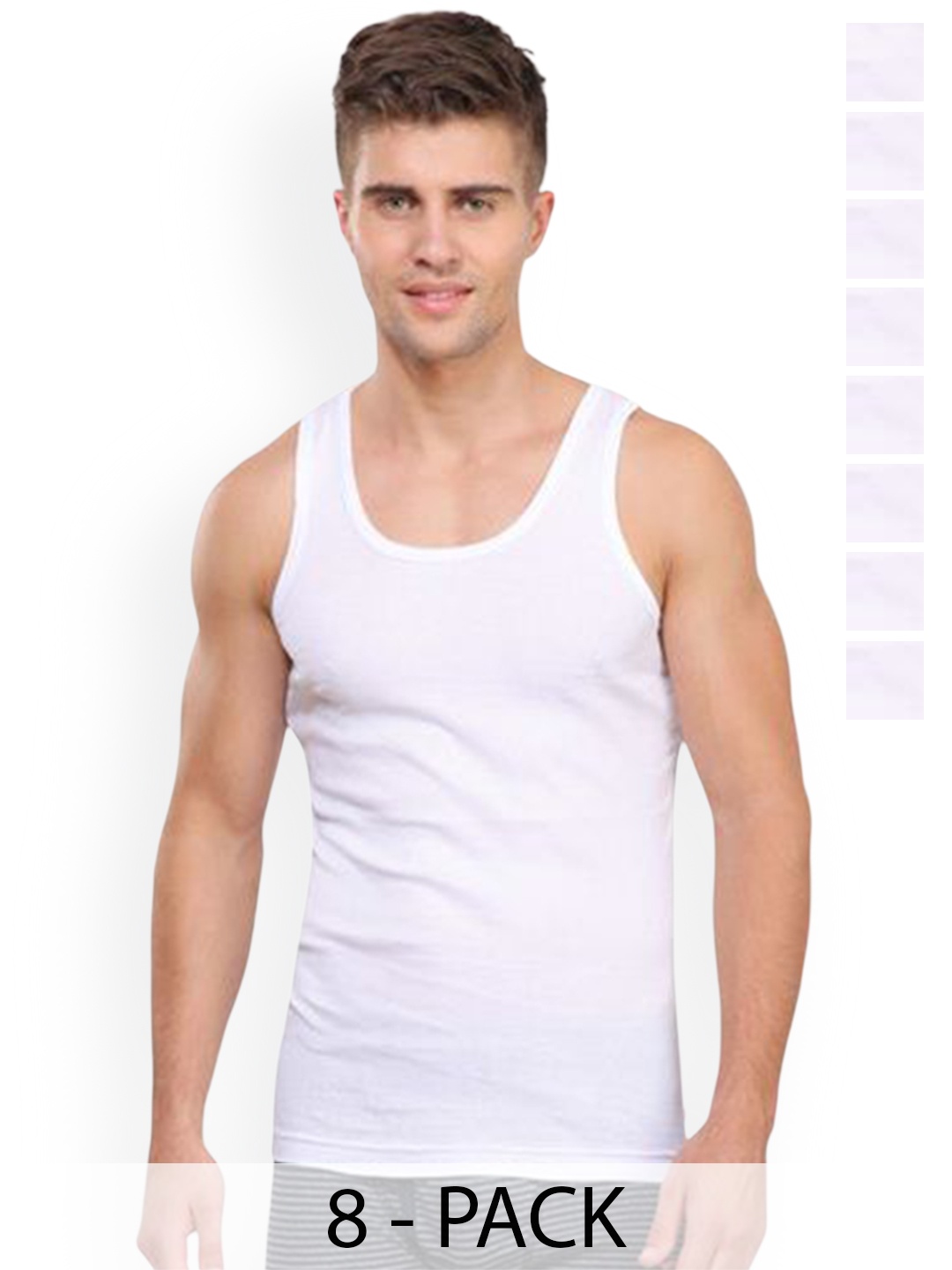 

Rupa Pack Of 8 Innerwear Vests Frontline-Air-White-RNS-6-80