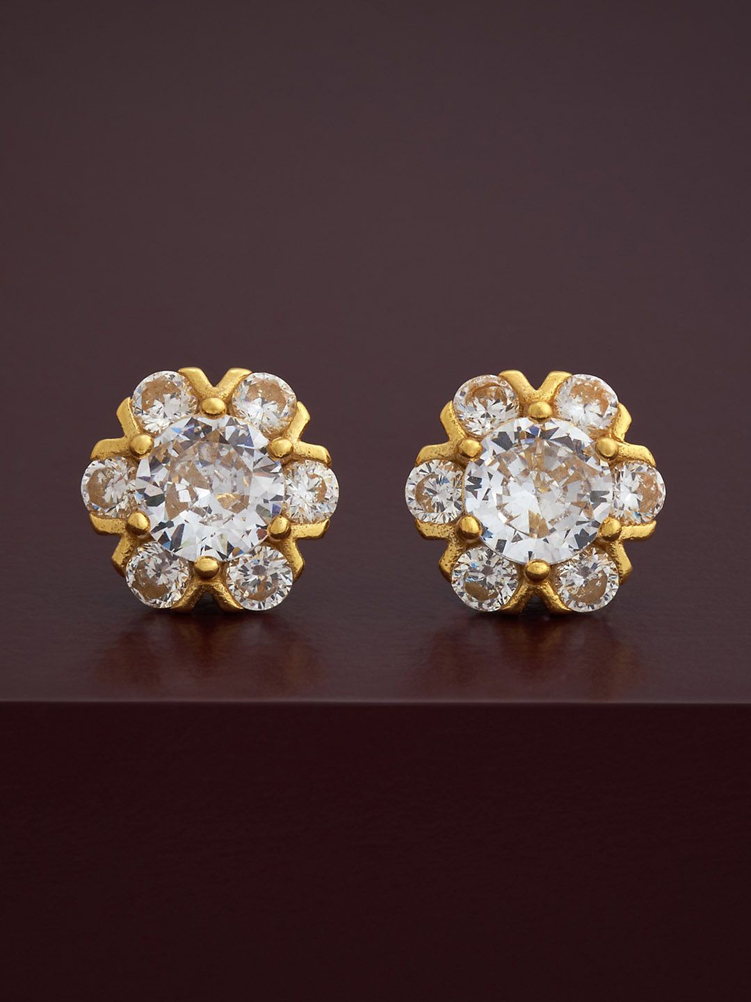 

Kushal's Fashion Jewellery 92.5 Sterling Silver Gold-Plated Zircon Classic Studs