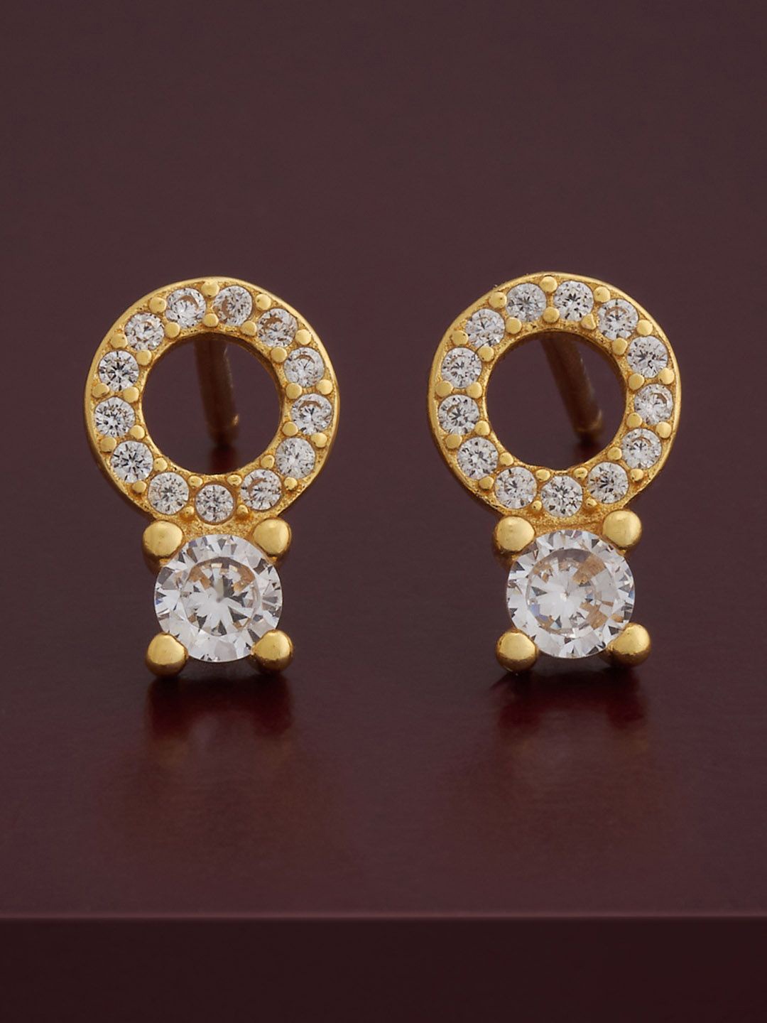 

Kushal's Fashion Jewellery 92.5 Silver Gold-Plated CZ Studded Studs Earrings